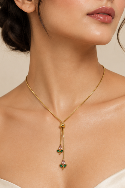 Adjustable pink tulip necklace
