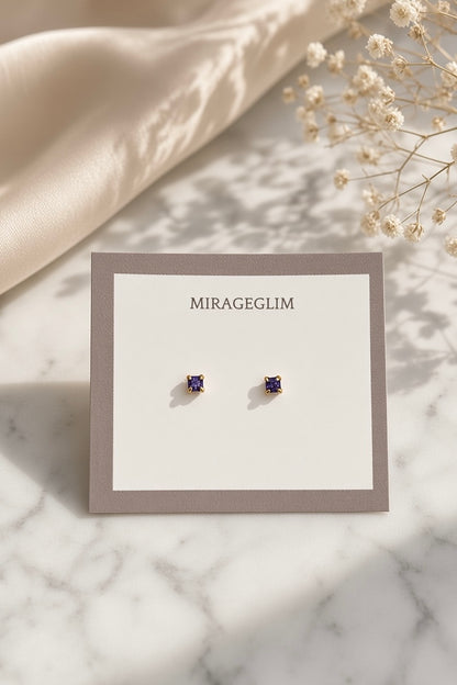 Square Crystal Stud Earrings