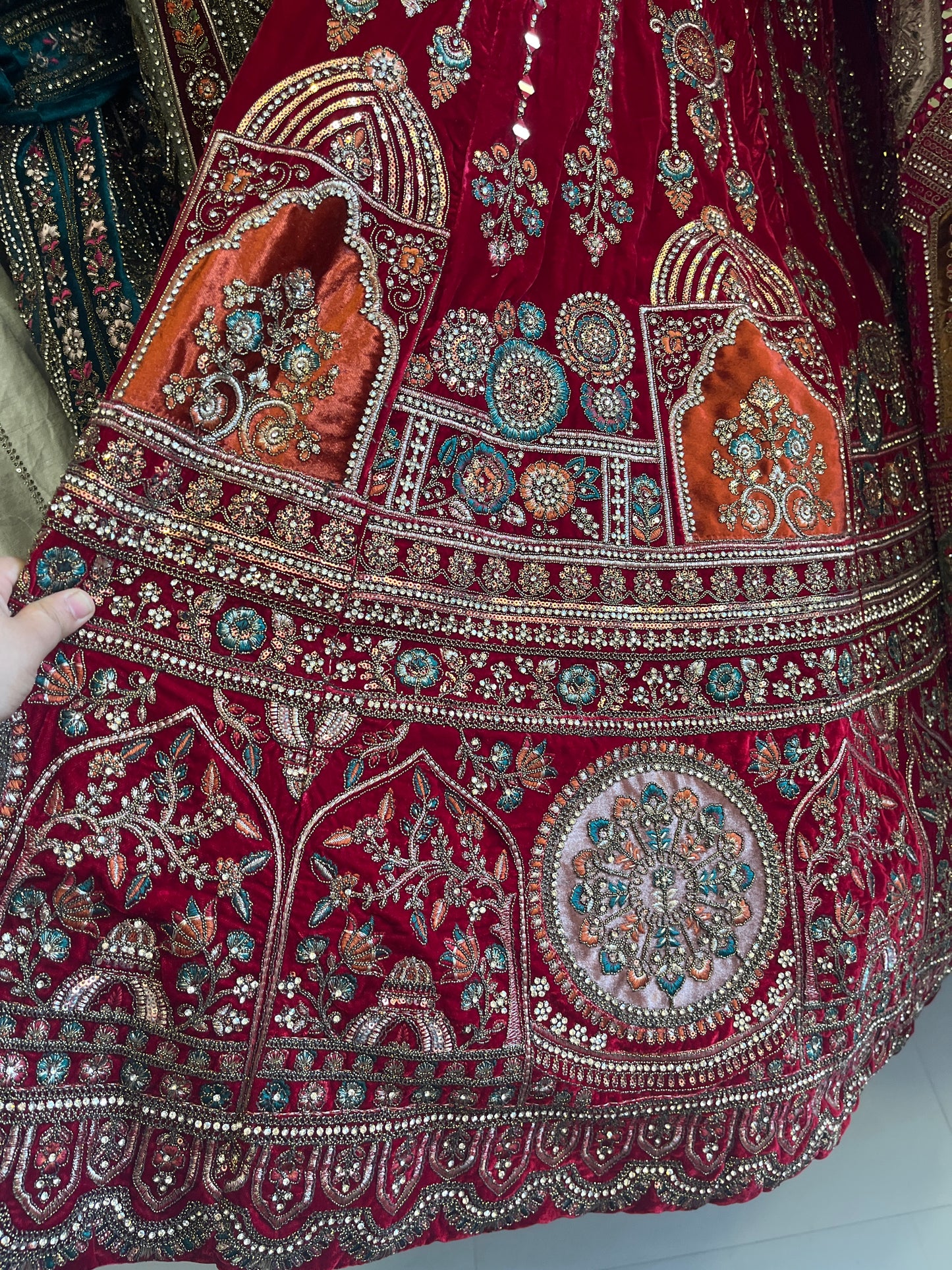 Red and multi lehanga
