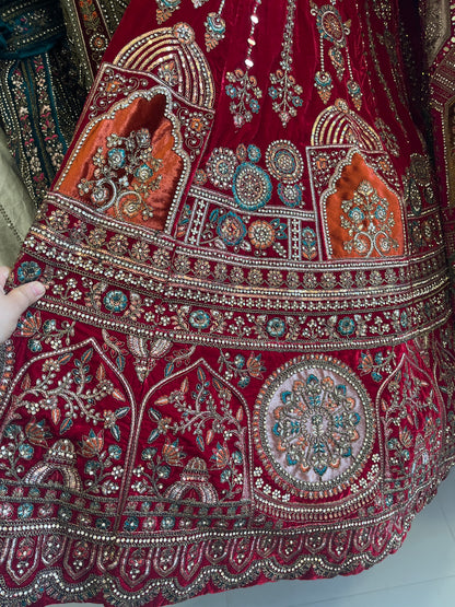 Red and multi lehanga