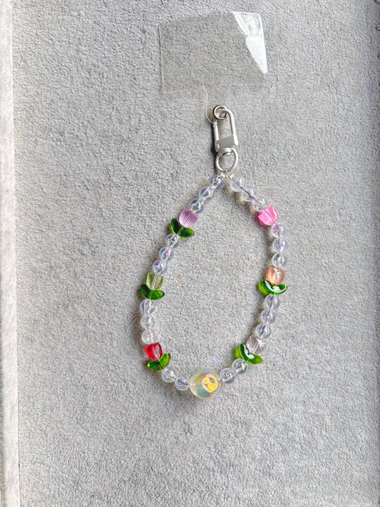 Garden Flower Beaded Phone Charm - Multicolor