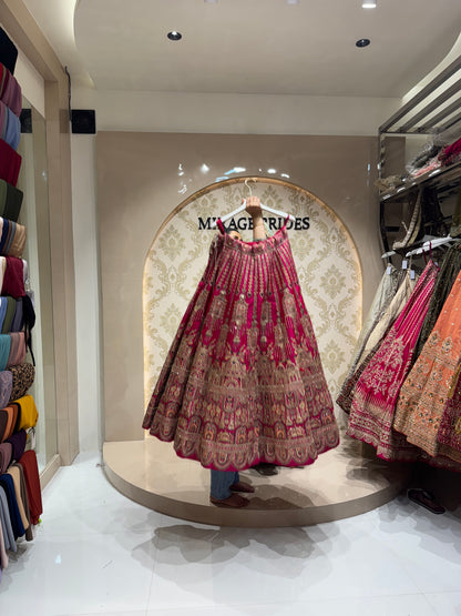 Raw Silk Rani Pink Lahanga