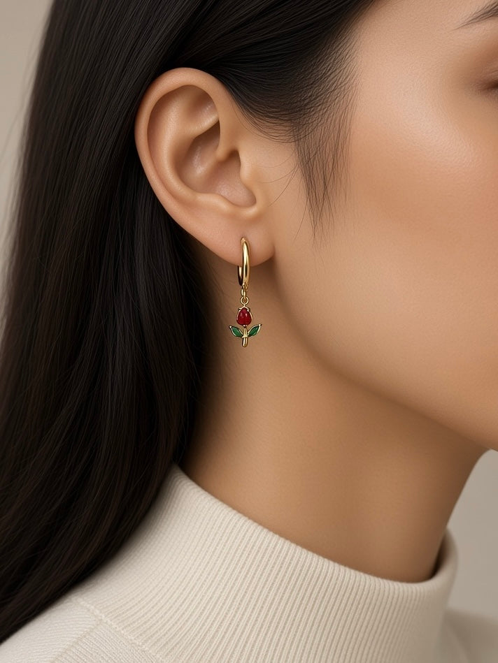 Golden Tulip Hoop Earrings