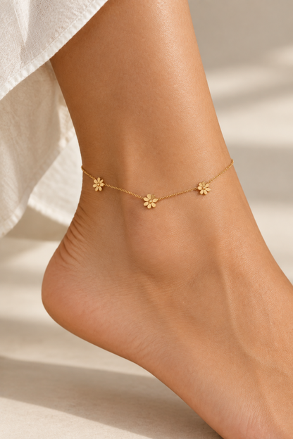 Flower anklet pair
