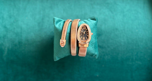 Rose gold Snake watch (black dial)