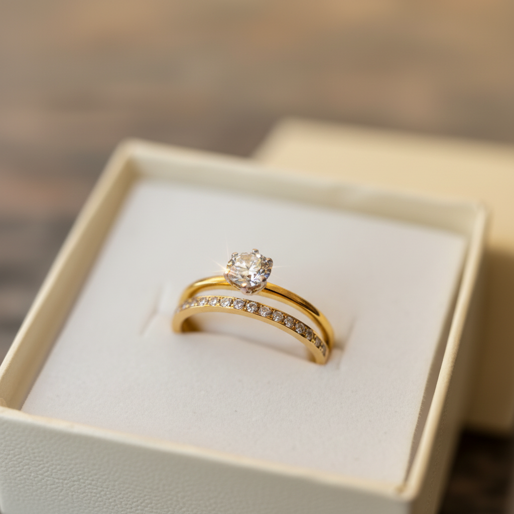 Solitaire Double Ring Size 6