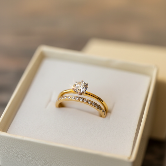 Solitaire Double Ring Size 6