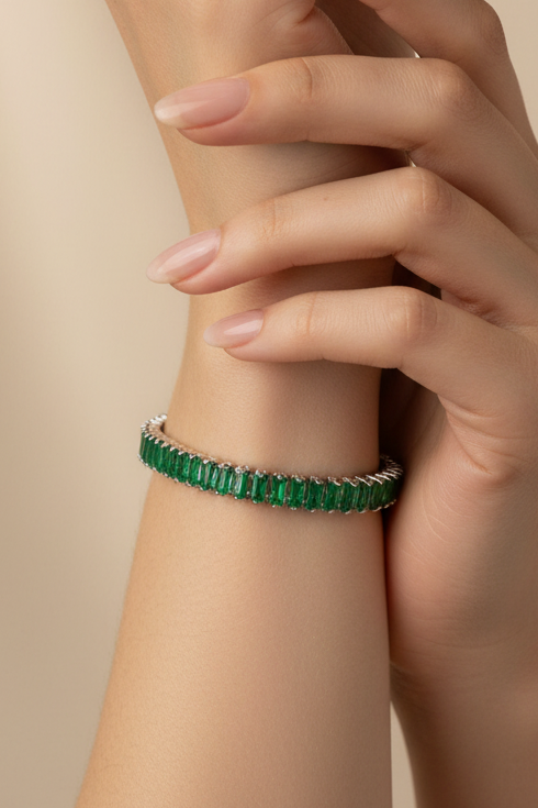 Emerald Baguette Tennis Bracelet