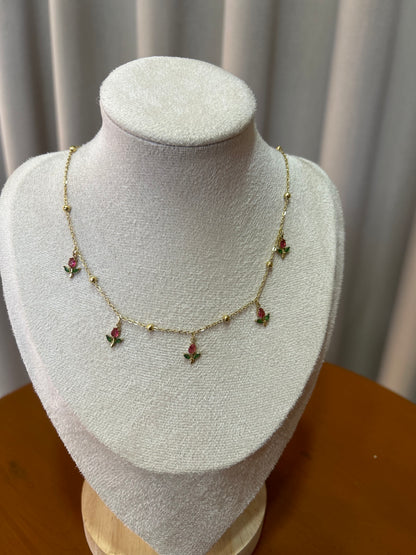 Rani pink tulip charm necklace