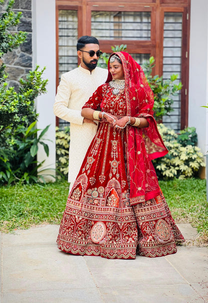 Red and multi lehanga