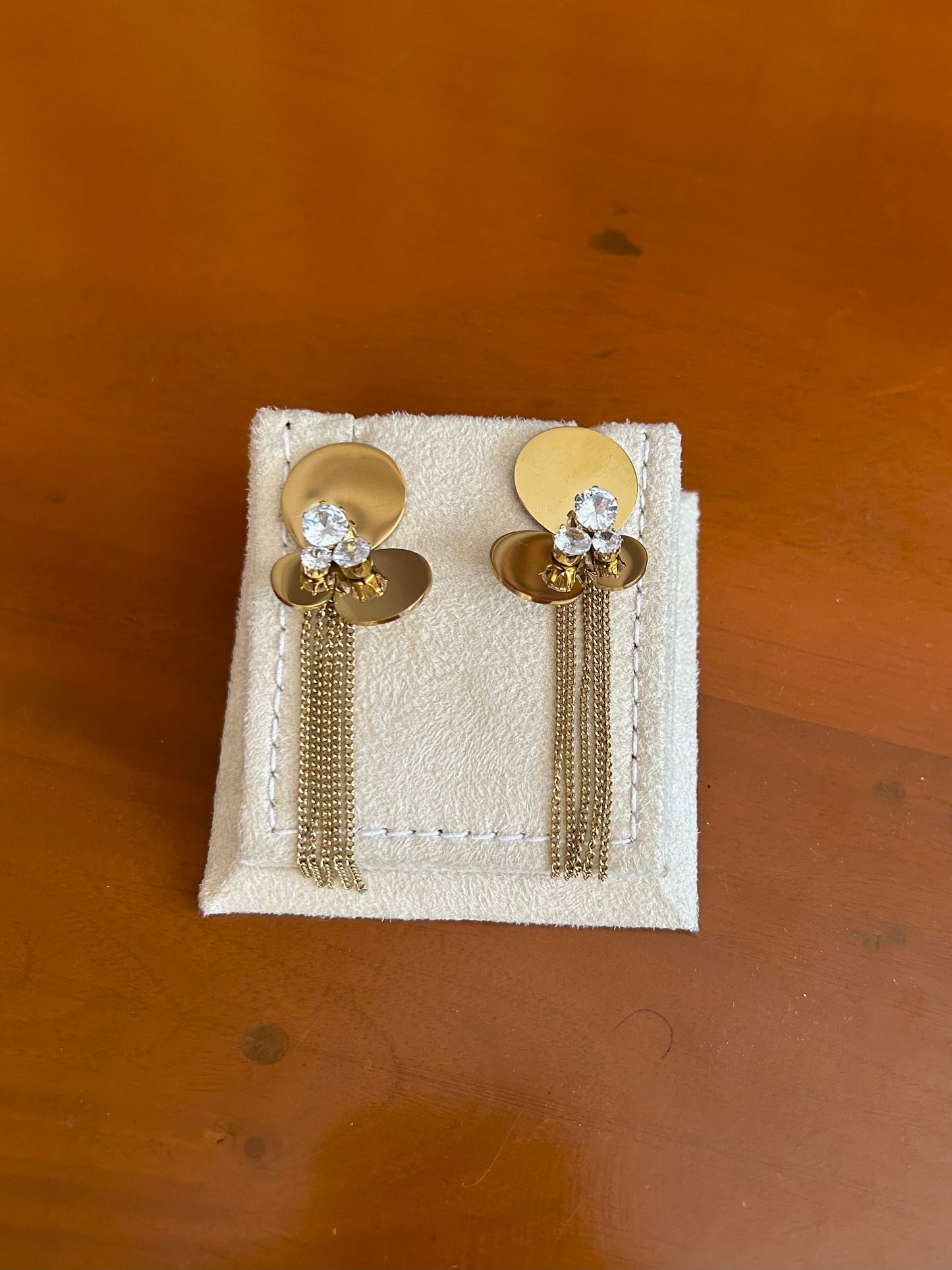 Golden Cascade Crystal Earrings
