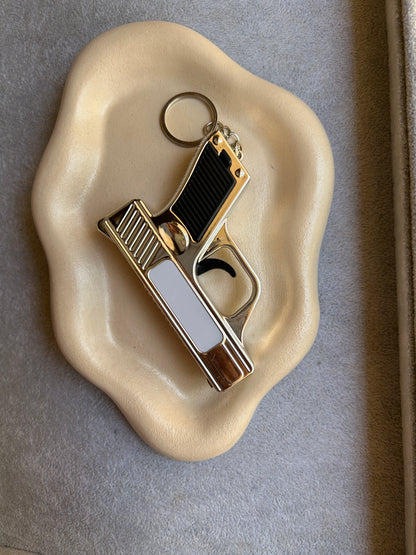 Gun Keychain with Light & Laser - Black & Gold