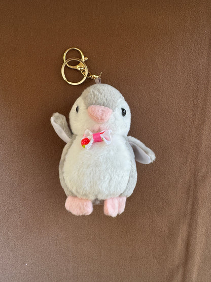 Fluffy Penguin Bag Charm - Cute Plush Keychain