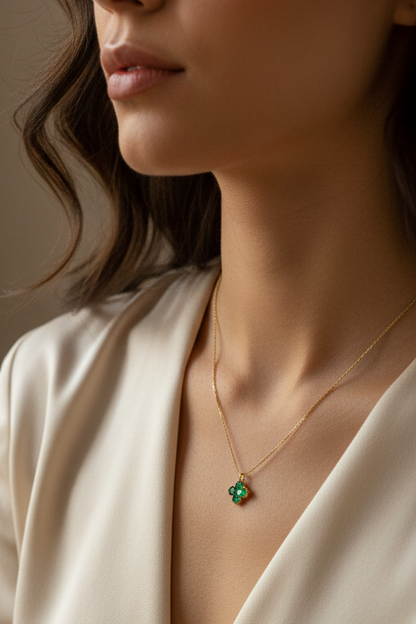 Green flower necklace