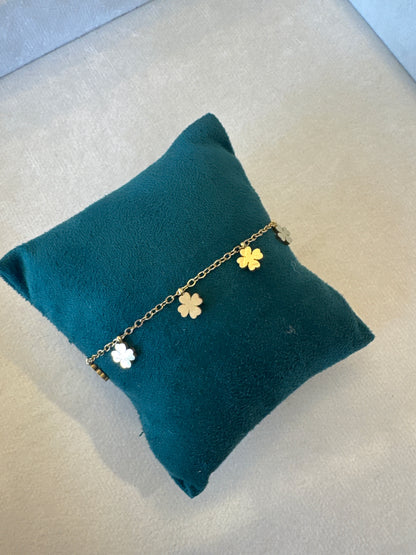 Gold Clover Charm Bracelet