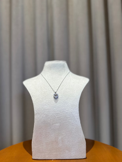 Heart with stone Necklace - Silver