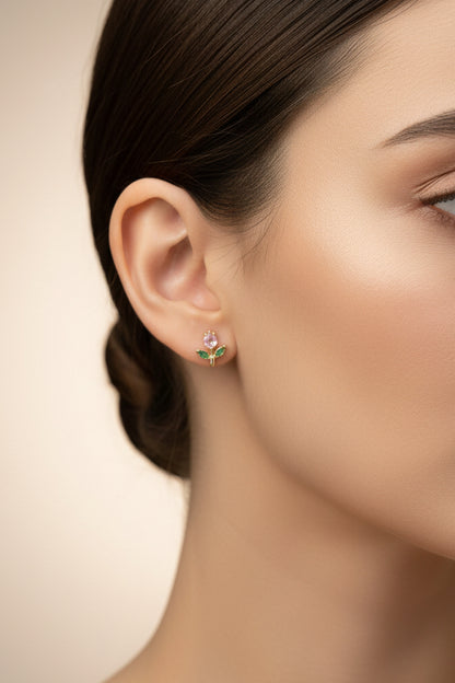 Pink tulip Stud Earrings