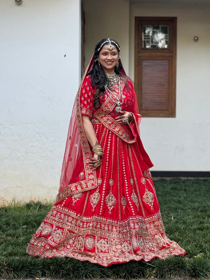 Complete handwork Red Lehanga