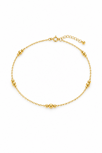 Golden beads anklet pair