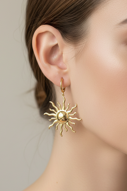 Solar Flare Gold Hoop Earrings