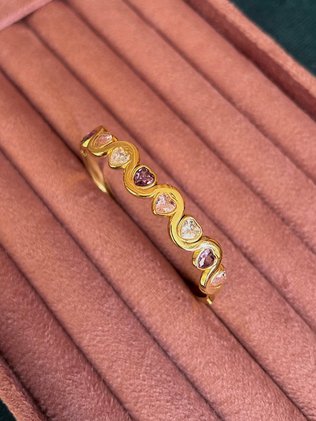 Golden heart stone bangle