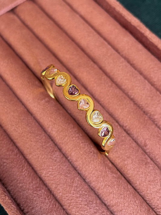 Golden heart stone bangle