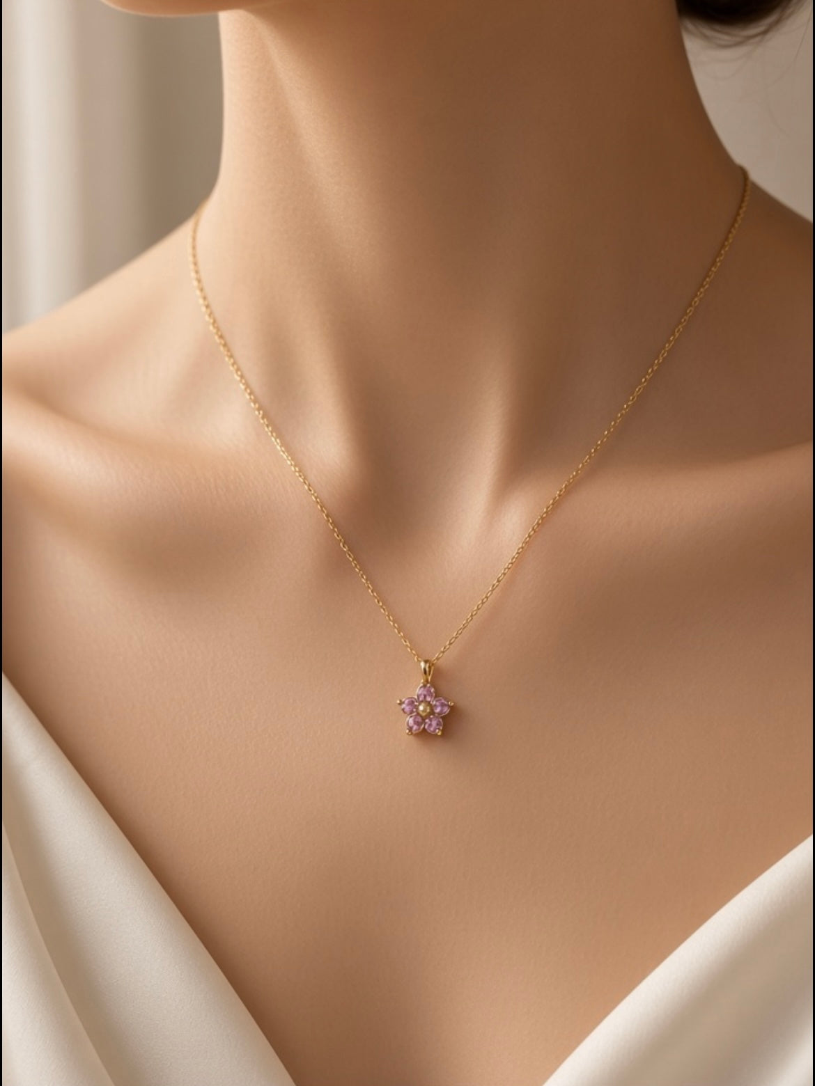 Pink flower necklace