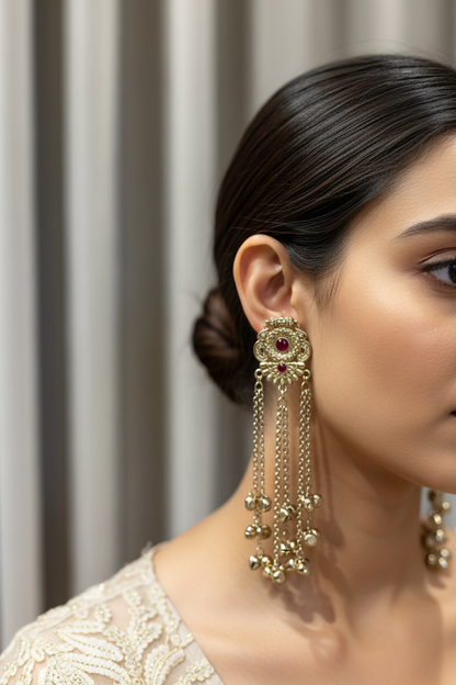 Pink stone earring