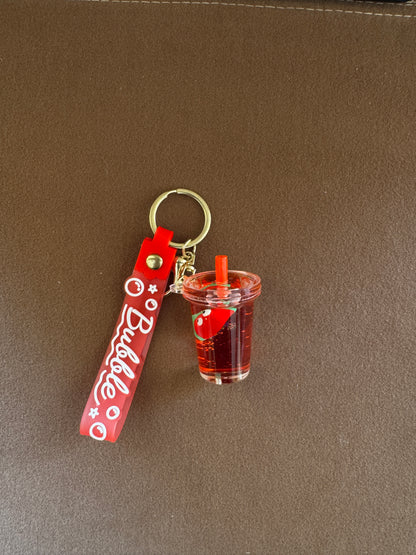 Sparkling Strawberry Boba KeyCharm