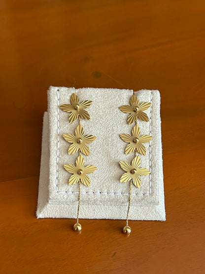 Triple Bloom Drop Earrings