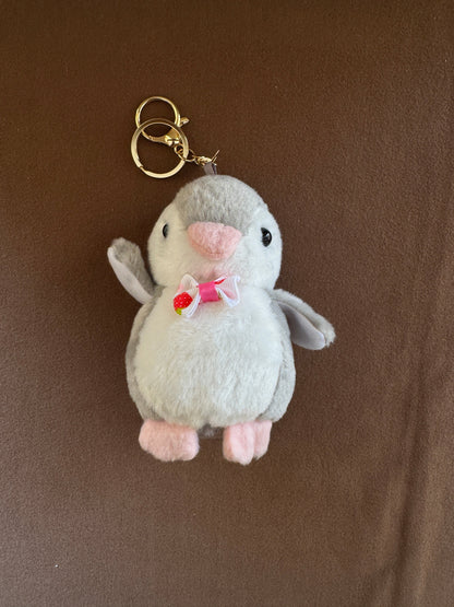 Fluffy Penguin Bag Charm - Cute Plush Keychain