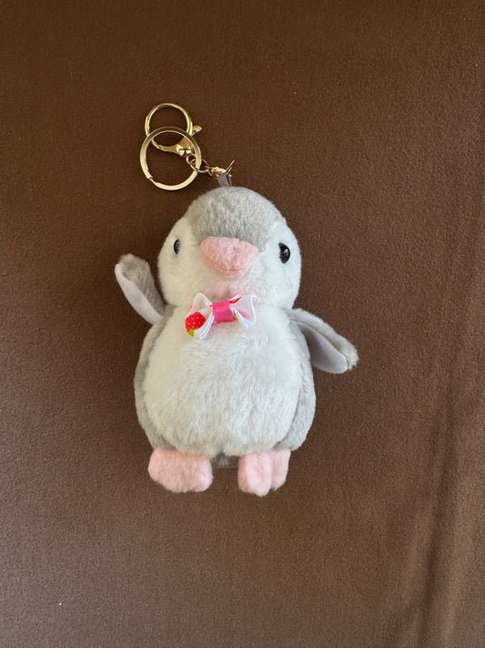 Fluffy Penguin Bag Charm - Cute Plush Keychain