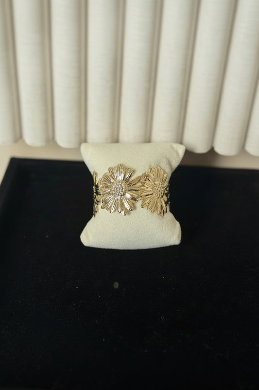 Flower cuff bangle