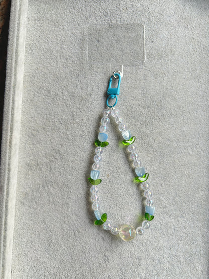 Butterfly Beaded Phone Charm - Blue & Green