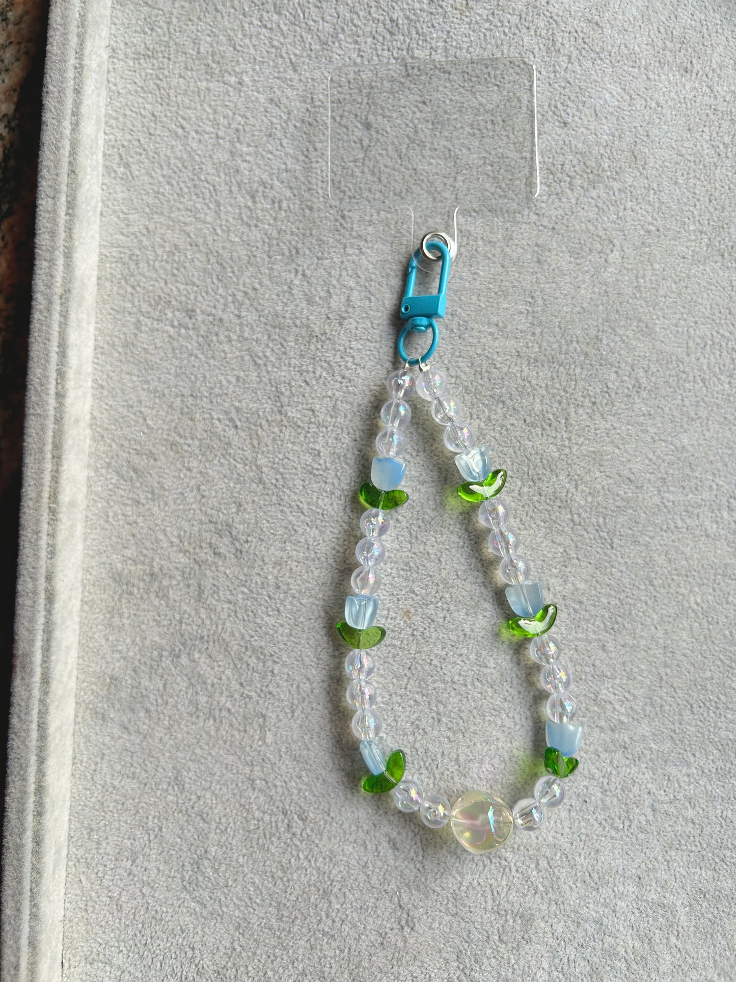 Butterfly Beaded Phone Charm - Blue & Green