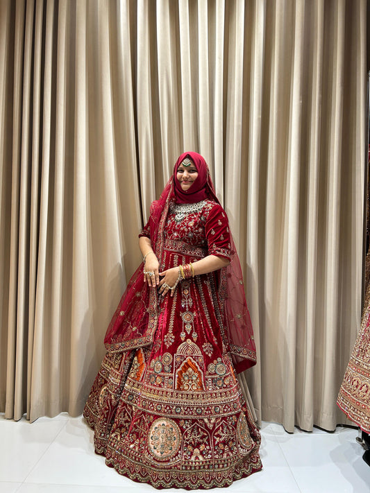 Red and multi lehanga