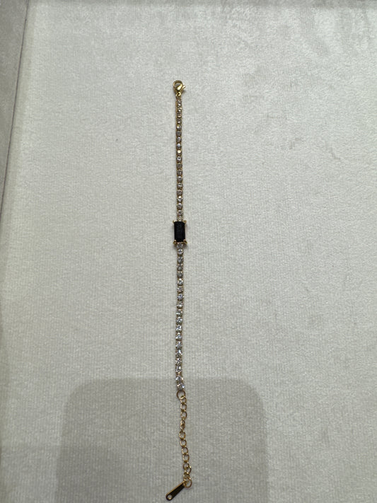 Rectangle with Black stone bracelet Gold