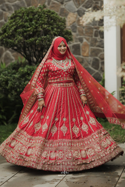 Complete handwork Red Lehanga
