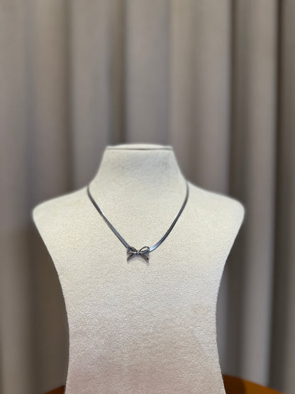 Bow Necklace - Silver