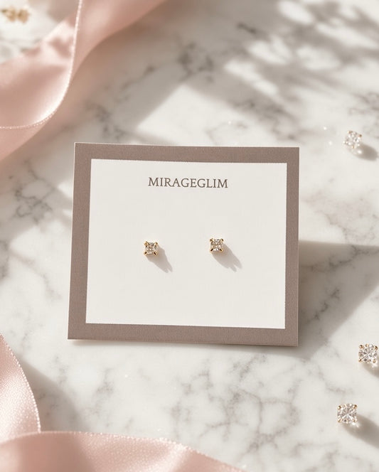Square Crystal Stud Earrings
