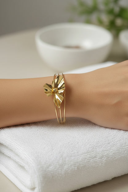 Flower cuff bangle