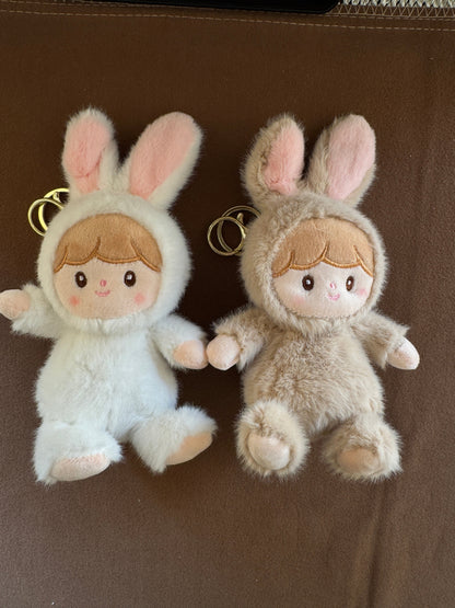 Bunny Costume Doll Bag Charms - Fluffy Plush Keychain