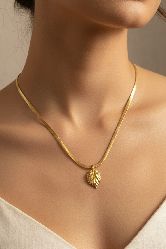 Gold leaf necklace