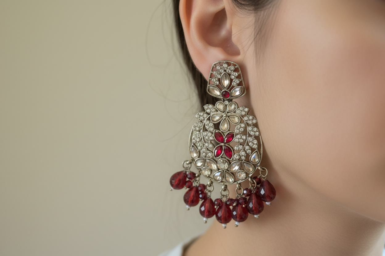 Maroon earring