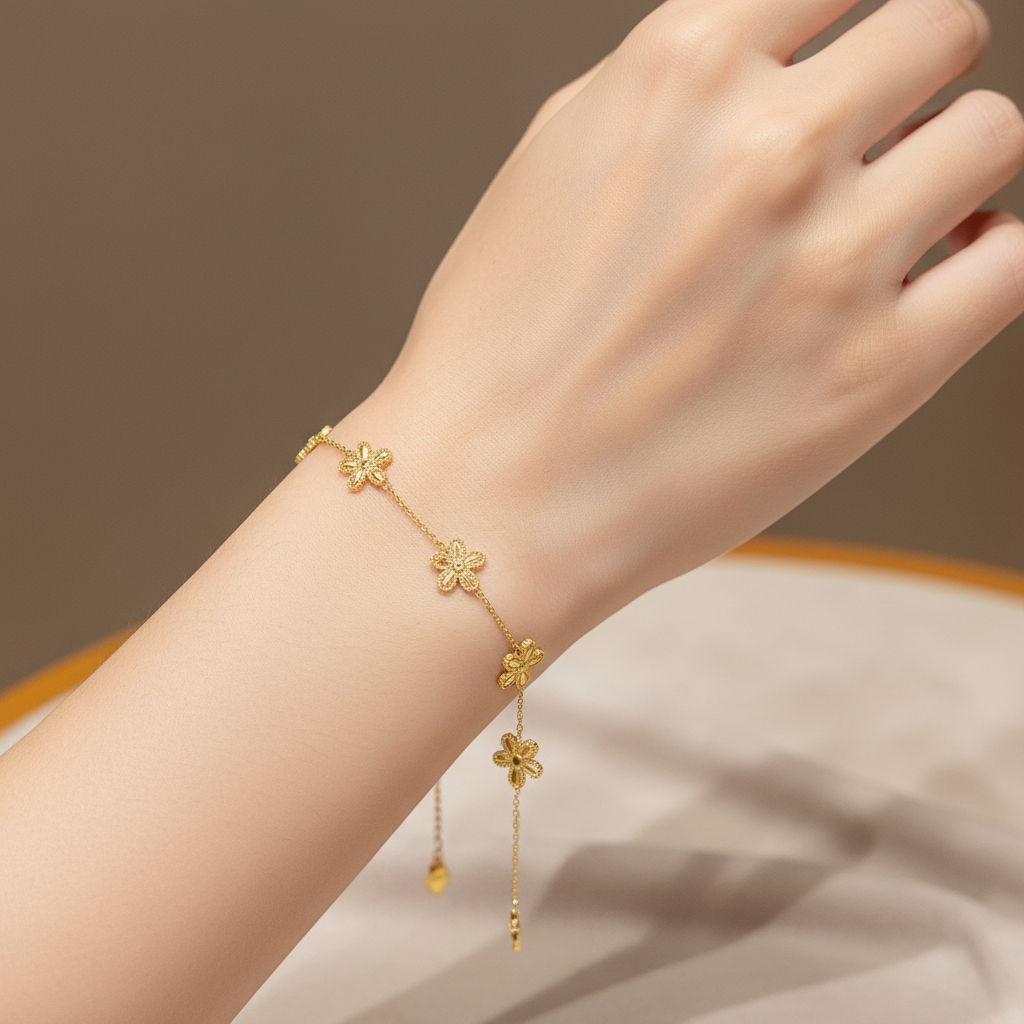 Golden Blossom Filigree Bracelet