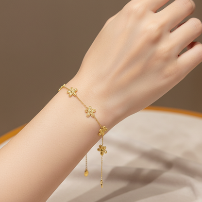 Golden Blossom Filigree Bracelet
