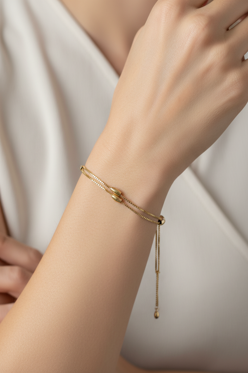 Golden Bead Station Bracelet