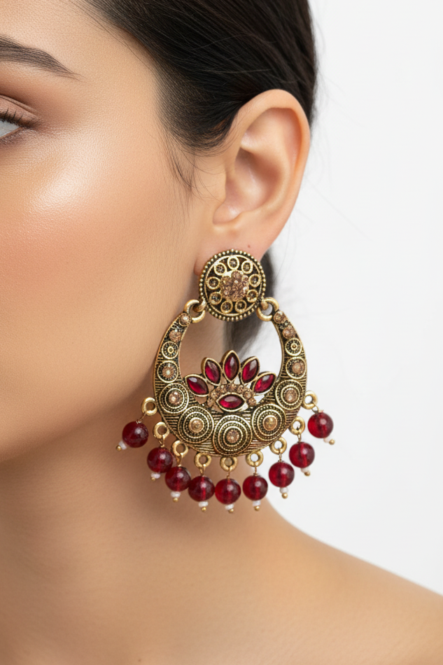Red stone  earring
