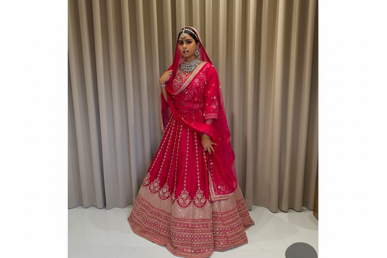 Rani pink Raw Silk Hand work