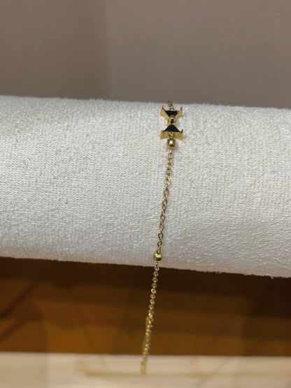 Black Hourglass Charm Gold Chain Bracelet